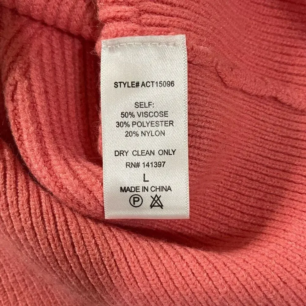 ASTR The Label Women's Mock Neck Puffed Sleeves Knit Pullover Sweater Size Large